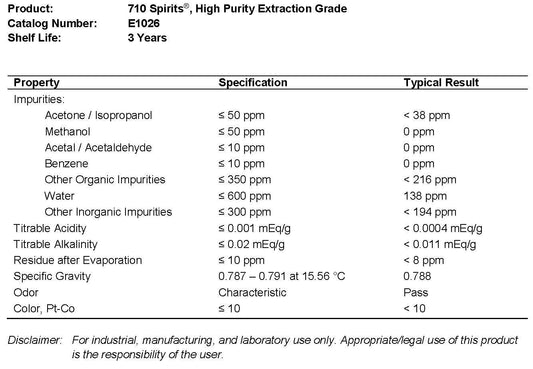 High Purity Extraction Grade Ethanol denatured w n-Heptane