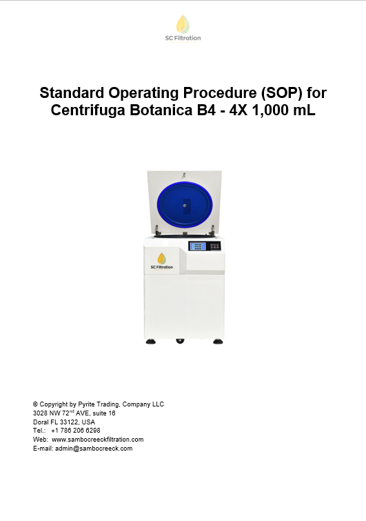 Standard Operating Procedure (SOP) for Centrifuga Botanica B4 - 4X 1,000 mL