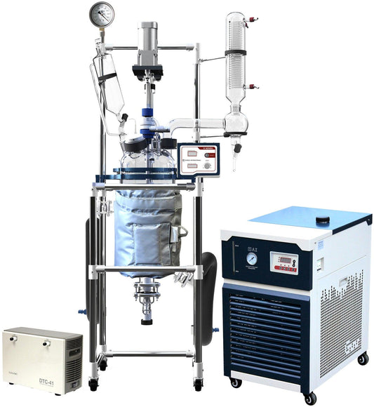 10L Single or Dual Jacketed Glass Reactor w/ Chiller & Pump - SC Filtration